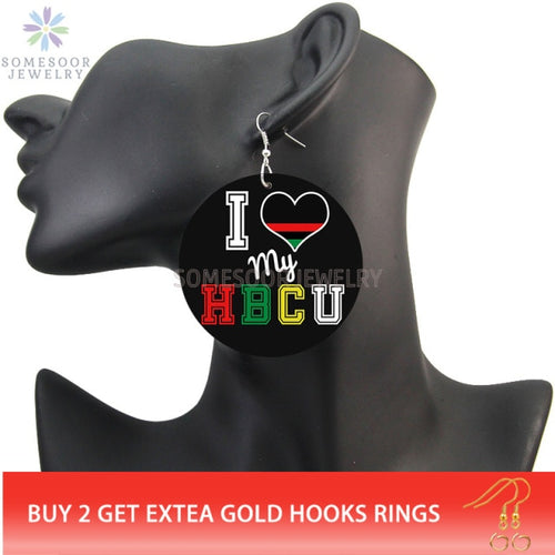 Love HBCU Humble Blessed Creative Unique Wooden Drop Earrings