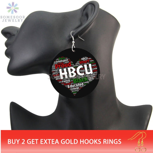 Love HBCU Humble Blessed Creative Unique Wooden Drop Earrings