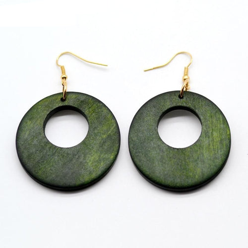 Green  Wooden Earring