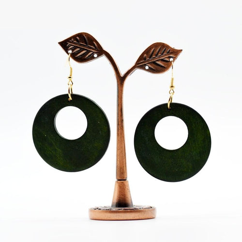 Green  Wooden Earring