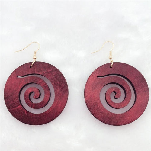 African Woman Wooden Earrings