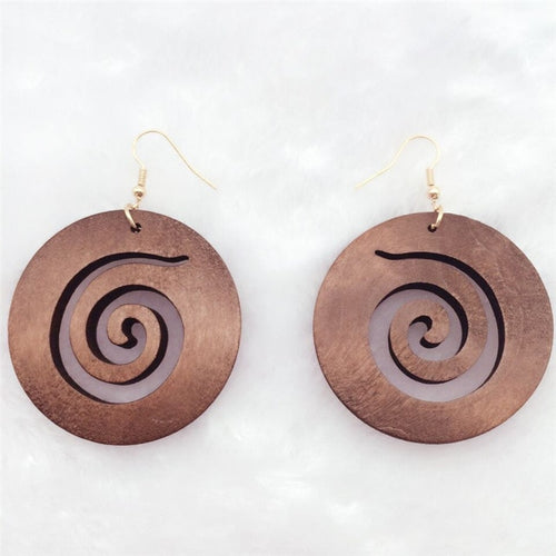 African Woman Wooden Earrings