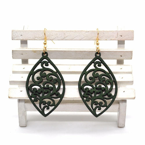 Leaf Shaped  Wooden Earrings