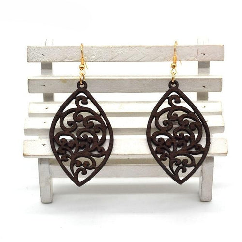 Leaf Shaped  Wooden Earrings