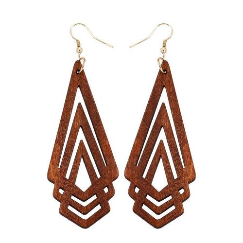 Triangle Natural Wooden Earrings