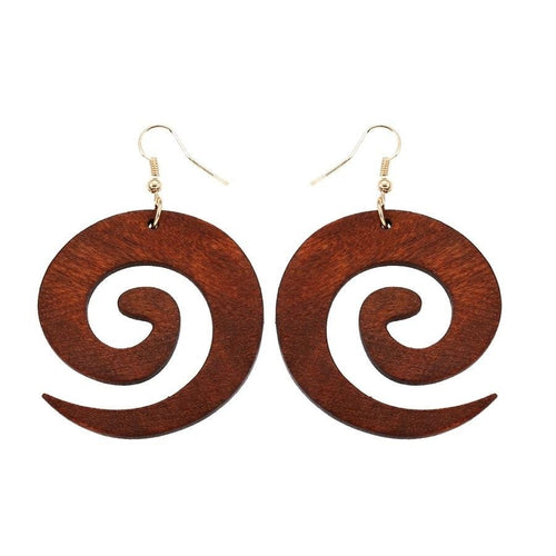 Spiral Shaped  Wooden Earrings