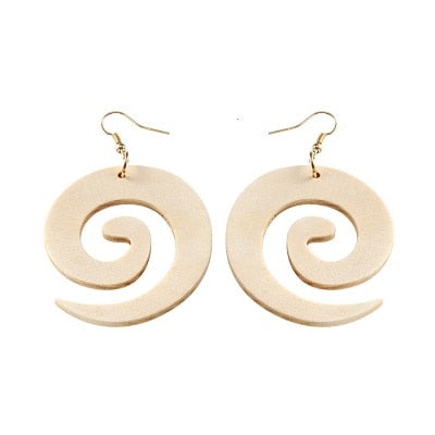 Spiral Shaped  Wooden Earrings