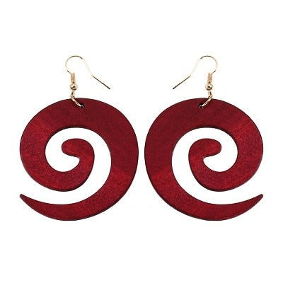 Spiral Shaped  Wooden Earrings