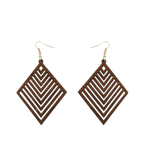 Rhombus  Wooden Earrings