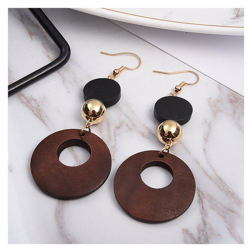 Natural Wooden Clip and Pierced  Earrings