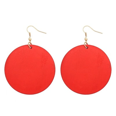 Round Wooden Earrings Various Colors