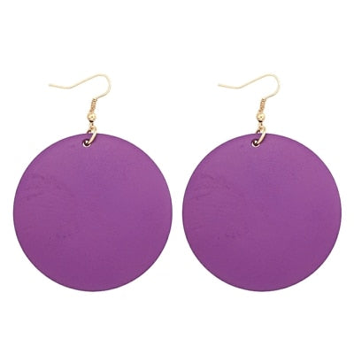 Round Wooden Earrings Various Colors