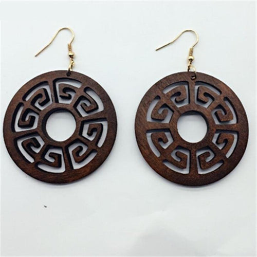 Natural Wood Tribal Earrings