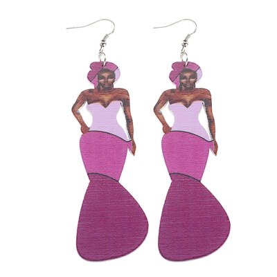 African Woman Painted Earrings