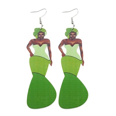 African Woman Painted Earrings